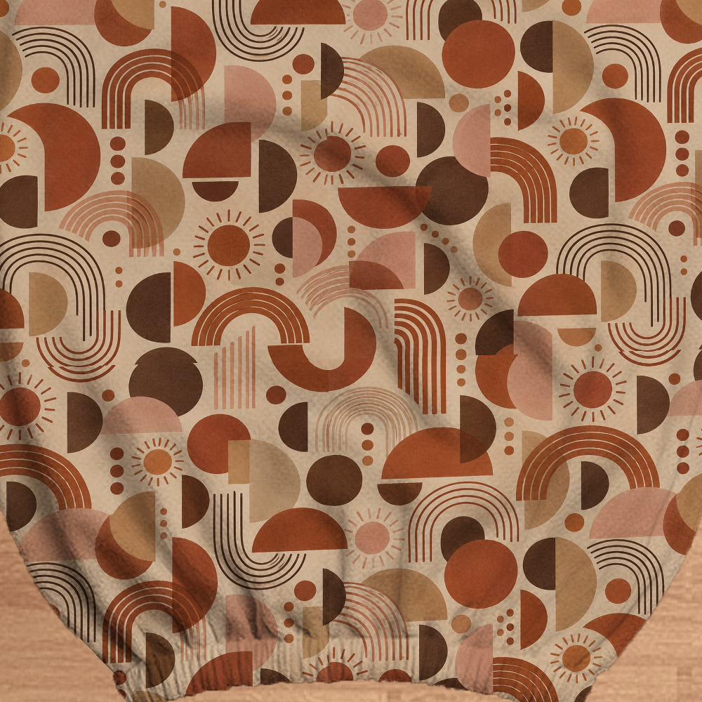 Terracotta Orbit fabric and elastic detail; selected cover option only, chair not included.