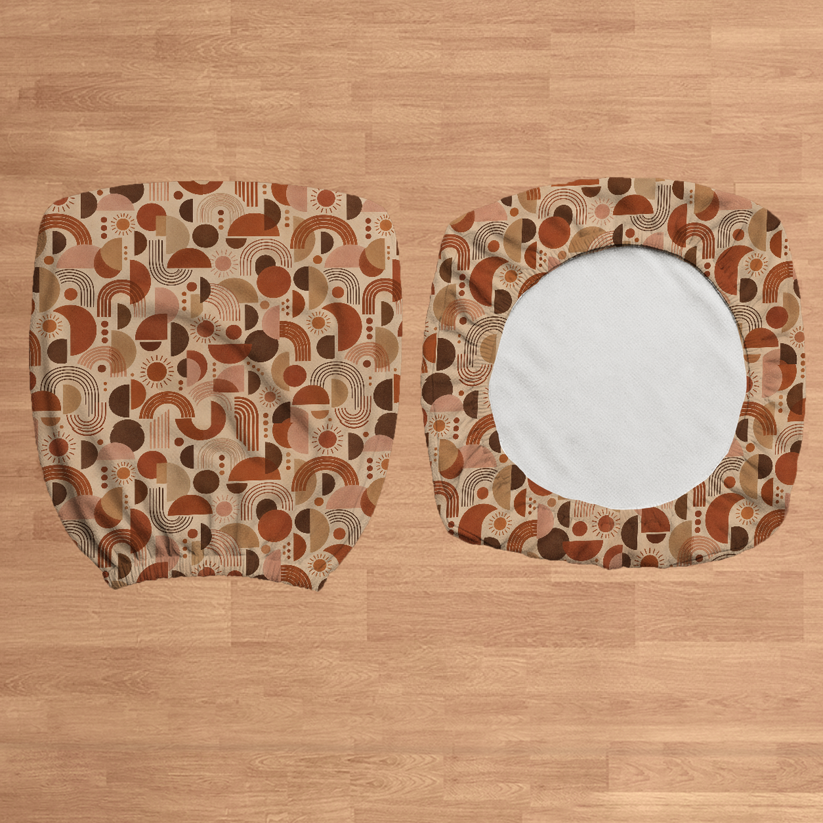 Terracotta Orbit flat lay construction; selected cover option only, chair not included.