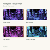 Comparison of the four Tokyo pixel-art desk mat colorways