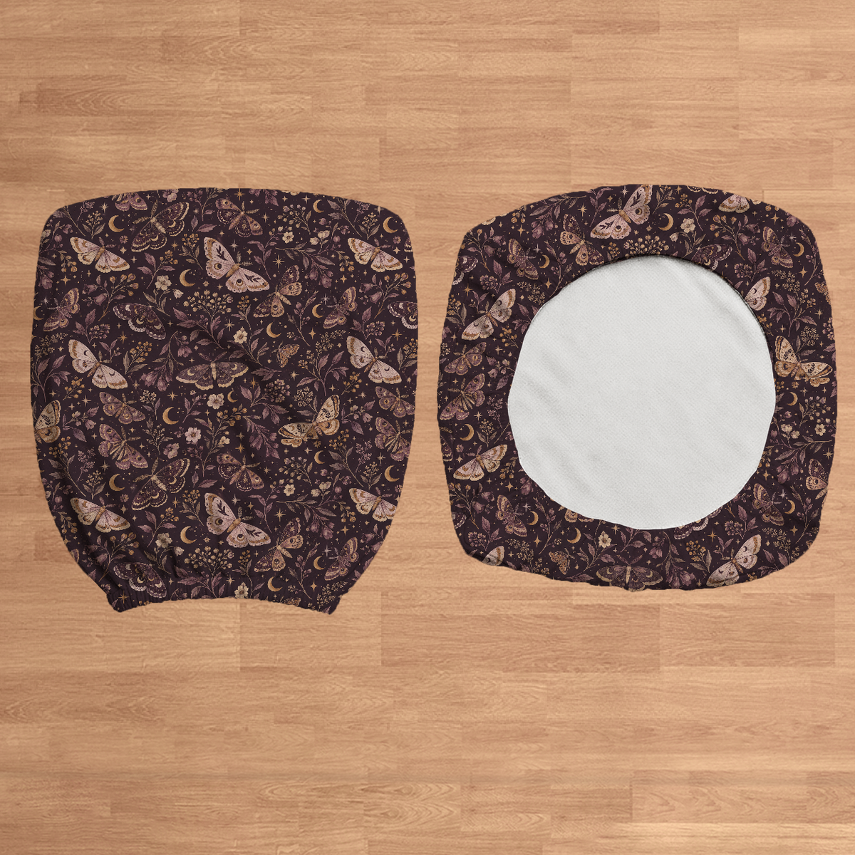 Twilight Moths flat lay construction; selected cover option only, chair not included.