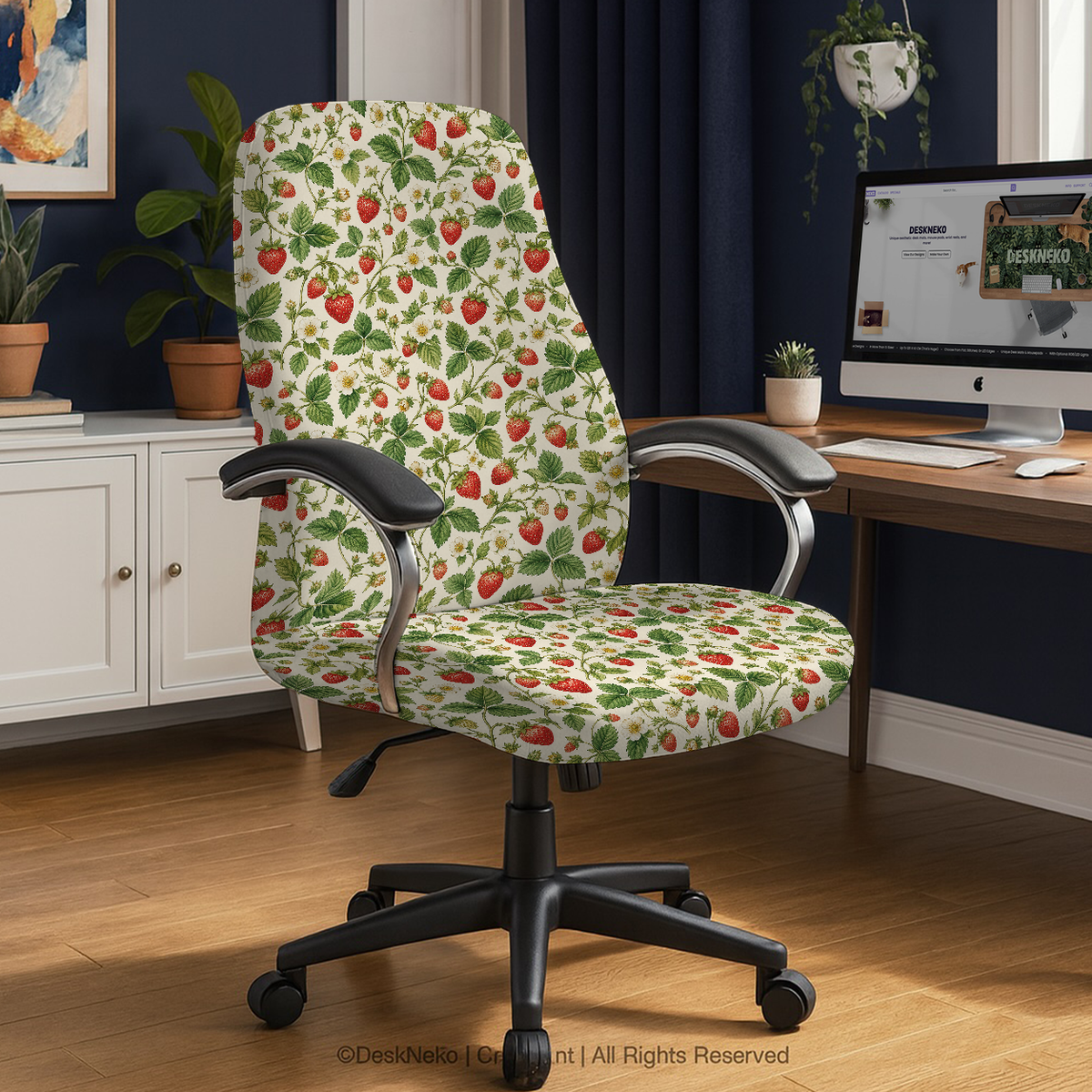 Wild Strawberry Meadow high back chair; selected cover option only, chair not included.